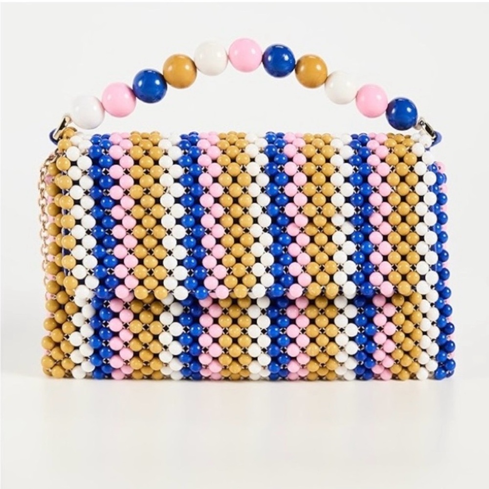 Lele Sadoughi Multicolor Top-Handle Bag — Pink, Blue, White & Tan